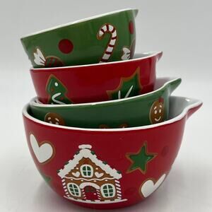 Holiday Time Gingerbread Measuring Cups Bakeware Kitchen Accessories Set of 4